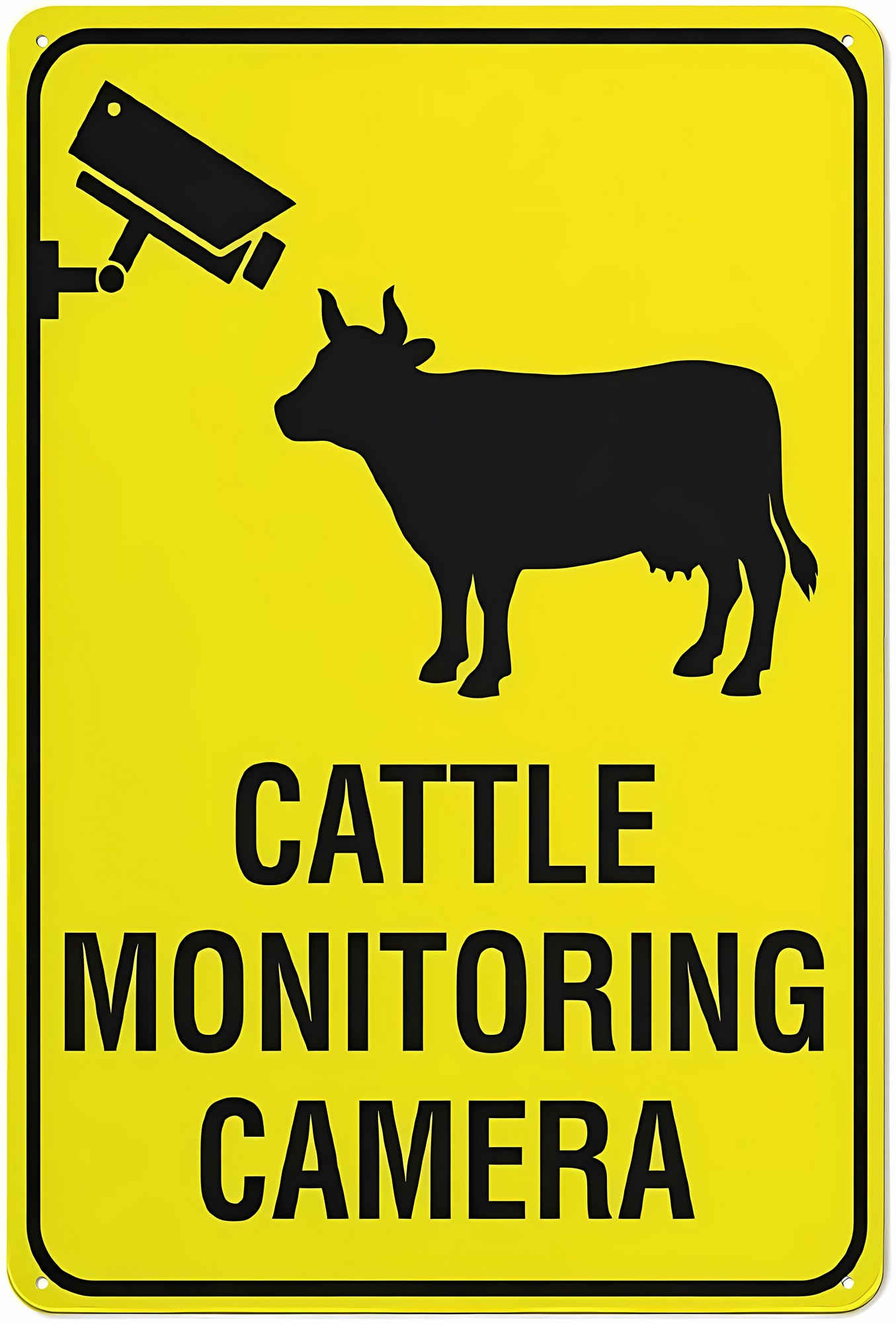 Cattle Monitoring Camera Sign, 8"x12" Reflective Aluminum Metal Warning ...