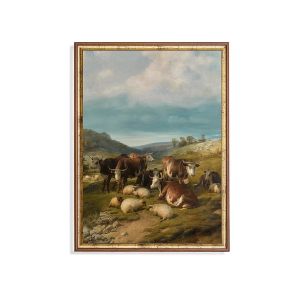Cattle Sheep Rustic Farmhouse Rustic Animal Farmhouse Country Home Wall Decor Unframed Paper Print