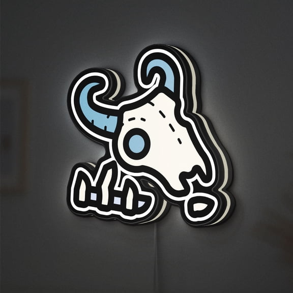 Cattle Skull 3D Novelty Light Box for Western-Style Rooms, Rustic Wall Decor and, Ideal for Country Living Fans (Width 8 inch, 20cm)