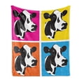 thumbnail image 1 of Cattle Soft Flannel Fleece Blanket, Pop Art Style Cow Head Portraits Composition in Vibrant Colors Graphic Illustration, Cozy Plush for Indoor and Outdoor Use, 70" x 90", Multicolor, by Ambesonne, 1 of 5