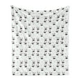 thumbnail image 1 of Cattle Soft Flannel Fleece Throw Blanket, Cartoon Cow Heads Chewing Foliage in Their Mouths and Leaf Motifs, Cozy Plush for Indoor and Outdoor Use, 50" x 60", Turquoise Pale Grey, by Ambesonne, 1 of 6
