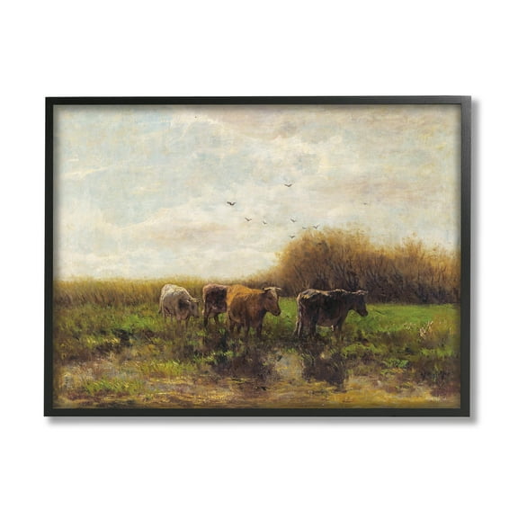 Cattle Stepping Rural Scenery Animals & Insects Graphic Art Black Framed Art Print Wall Art