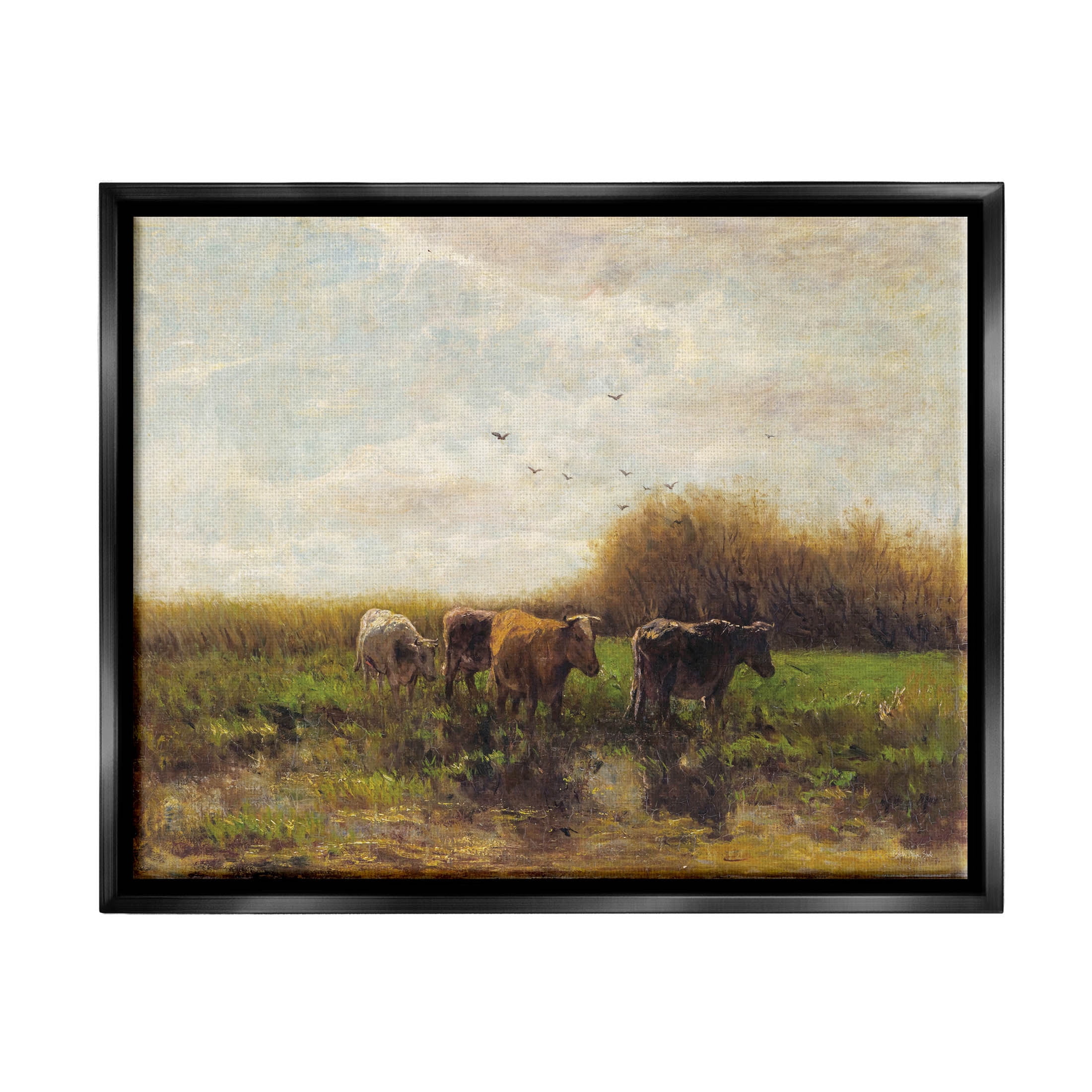 Cattle Stepping Rural Scenery Animals & Insects Graphic Art Jet Black Framed Art Print Wall Art