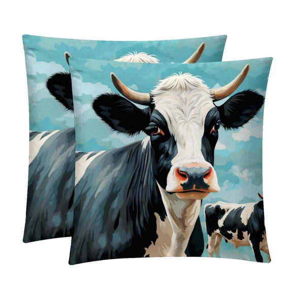 Cattle Throw Pillow Inserts Set Covers of 2 Decorative Velvet Throw Pillows with Unique Patterns - 16x16, 18x18, 20x20 Inches for Home Decor and Gifts