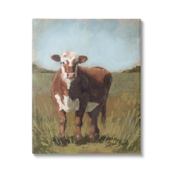 Cattle Vast Countryside Field Animals & Insects Painting Gallery Wrapped Canvas Print Wall Art