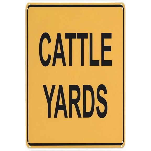 Cattle Yards Warning Sign, 8"x12" Vintage Metal Wall Decor, Farm Yard Decor for Home Farm Bar Coffee Shop Club, Livestock Yard Sign