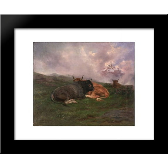 Cattle at Rest on a Hillside in the Alps 1885 20x24 Framed Art Print by Rosa Bonheur