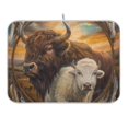 thumbnail image 1 of Cattle with Feathers Dish Drying Mat 16x18 Absorbent Microfiber Draining Rack Pad for Kitchen Counter Sink, 1 of 8