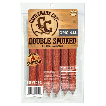 Cattleman's Cut Double Smoked Sausage Sticks, 3oz Shelf-Stable Plastic Pouch