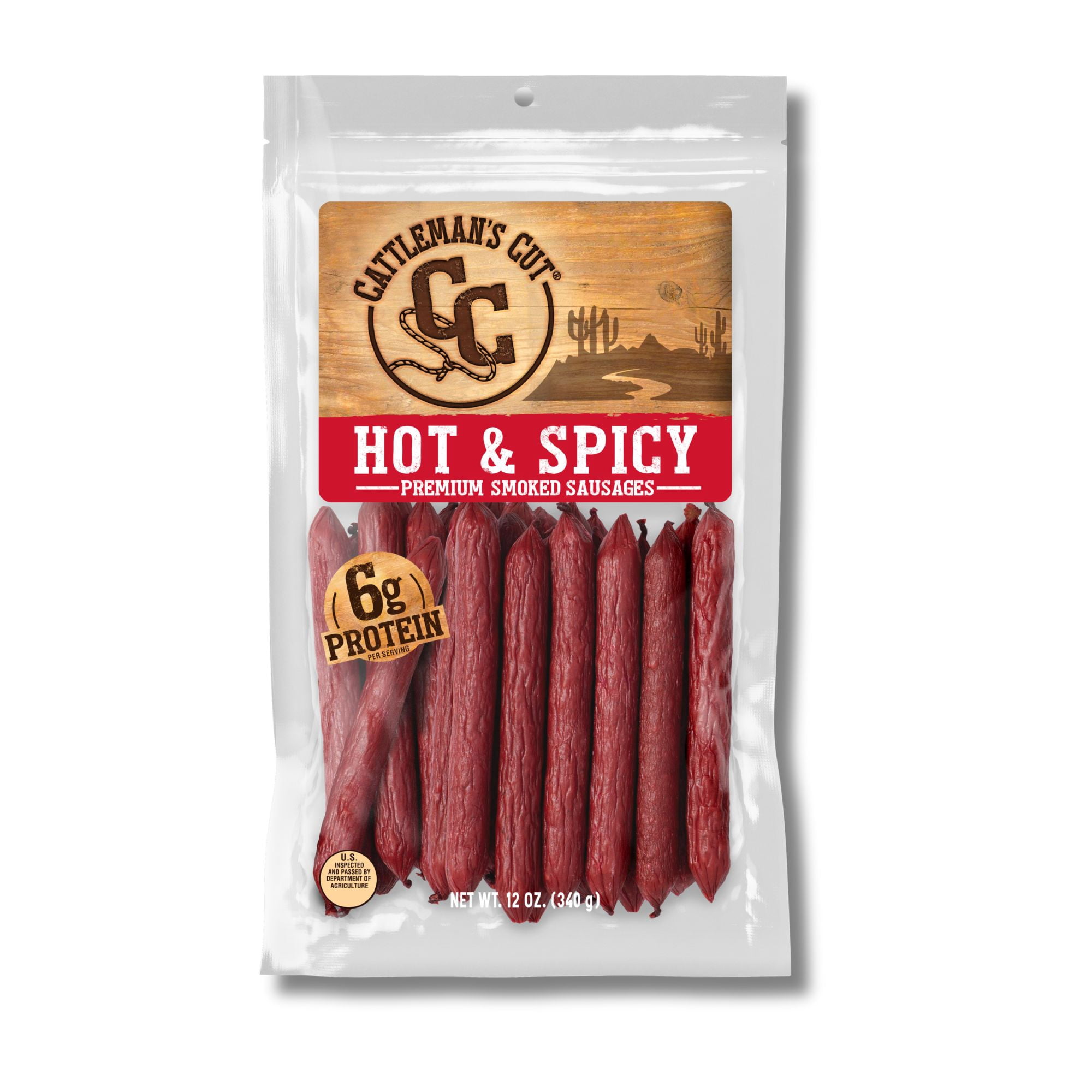 Cattleman's Cut Spicy Double Smoked Stick, Smoked Sausages, 12oz