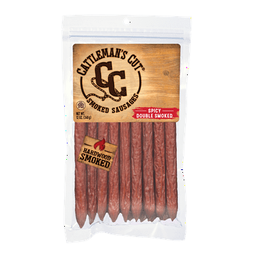 Cattleman's Cut Spicy Double Smoked Sausage Sticks 12oz Resealable Plastic Pouch