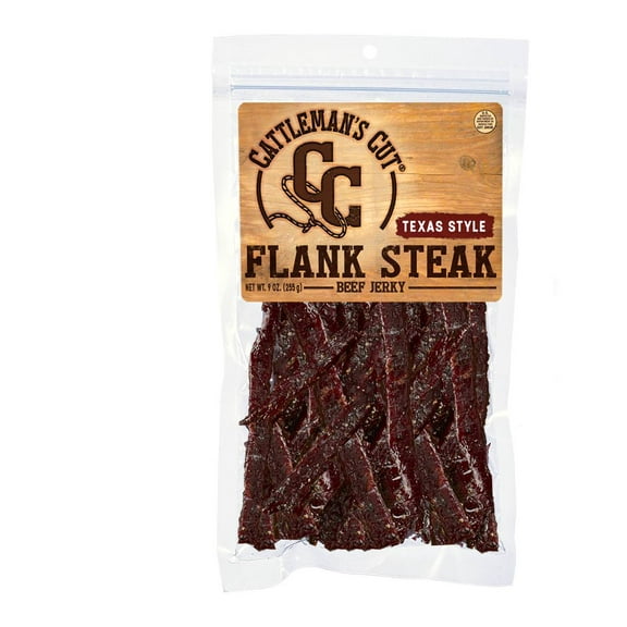 Cattleman's Cut Texas Style Flank Steak Beef Jerky 9oz Resealable Bag