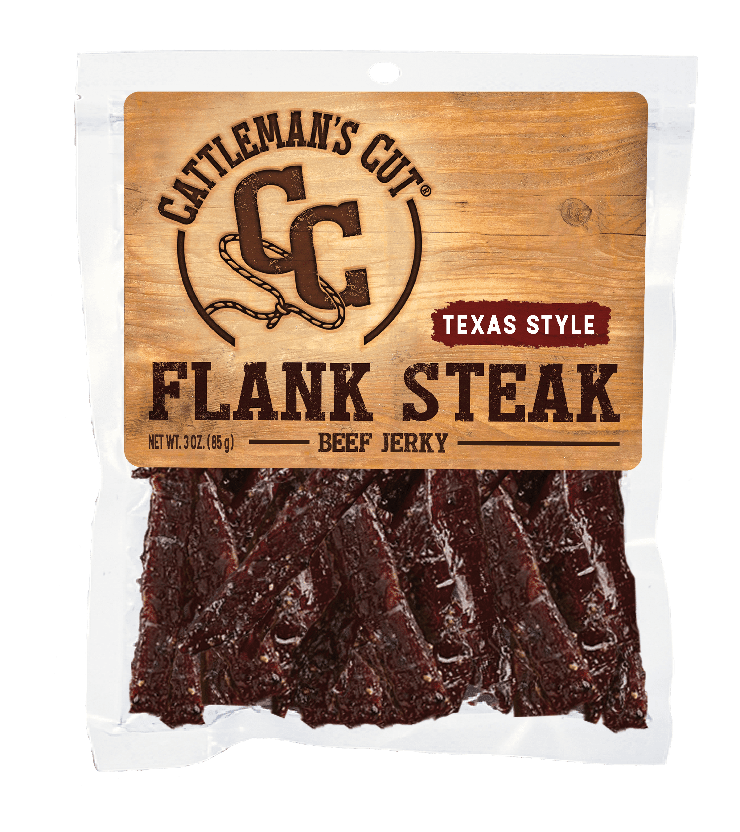 Cattleman's Cut Texas Style Flank Steak, Beef Jerky, High Protein Snack, 3 oz