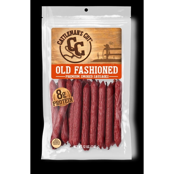 Cattleman's Cut Old Fashioned Smoked Meat Sticks, Protein Snack, 12 Ounces