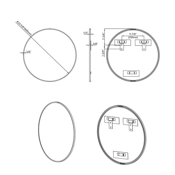 Catton Round Mirror - 24" Diameter White White