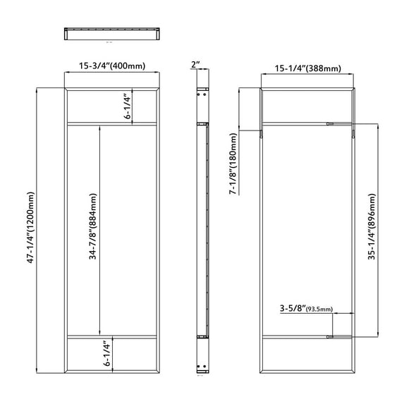 Catton Shelf Mirror - Rectangle 47" High White White