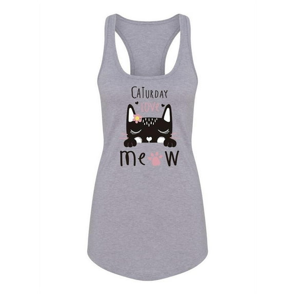 Caturday Love Meow Racerback Tank Women -Image by Shutterstock, Female Large