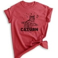 thumbnail image 1 of Caturn Shirt, Unisex Women's Men's Shirt, Cat T-shirt, Kitten Shirt, Cat Lover Shirt, Heather Red, Medium, 1 of 6