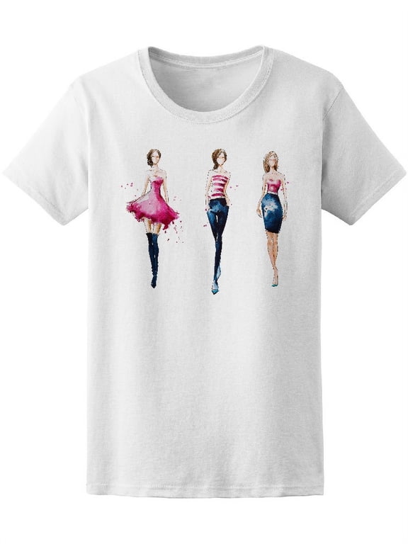 Catwalk Runway Models Sketch Women T-Shirt - Image by Shutterstock, Female x-Large