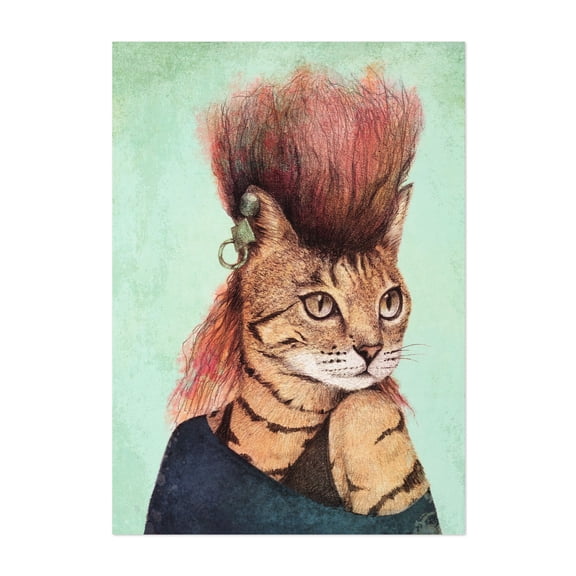Caty - Drawing Cat Humor Pop Art Fantasy Modern Art Surrealism Fashion Unframed Wall Art Print 5 x 7 inches