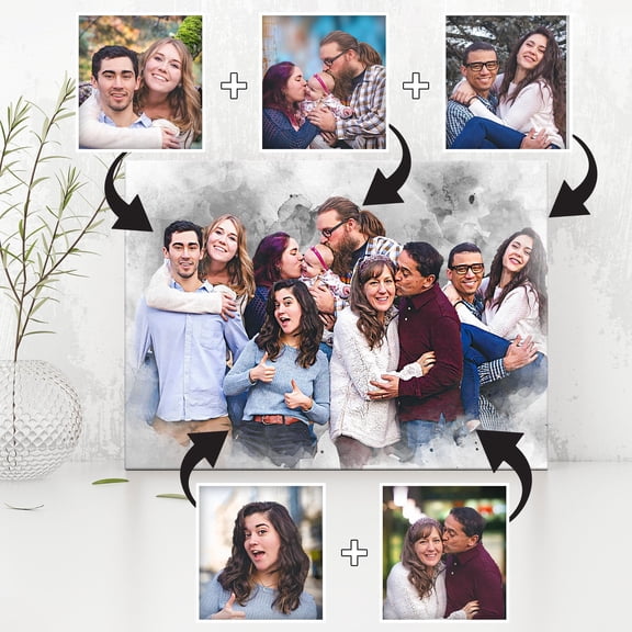 Catygift - Custom Combine Images From Different Photos - Canvas Wall Art - Personalized Canvas - Unique Portrait - Meaningful Gift For Your Loved Ones