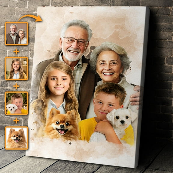 Catygift - Custom Combine Loved Ones From Different Photos - Canvas Wall Art - Personalized Picture Canvas Wall Art - Family Portrait - Unique Gift For Family Members