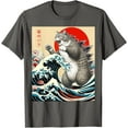 thumbnail image 1 of Catzilla Cat Japanese Art Funny Cat Gifts For Men Women T-Shirt, Charcoal Color, Size 5XL, 1 of 2