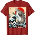 thumbnail image 1 of Catzilla Cat Japanese Art Funny Cat Gifts For Men Women T-Shirt, Cranberry Red Color, Size 4XL, 1 of 2