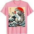 thumbnail image 1 of Catzilla Cat Japanese Art Funny Cat Gifts For Men Women T-Shirt, Light Pink Color, Size 5XL, 1 of 2