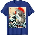 thumbnail image 1 of Catzilla Cat Japanese Art Funny Cat Gifts For Men Women T-Shirt, Royal Blue Color, Size M, 1 of 2