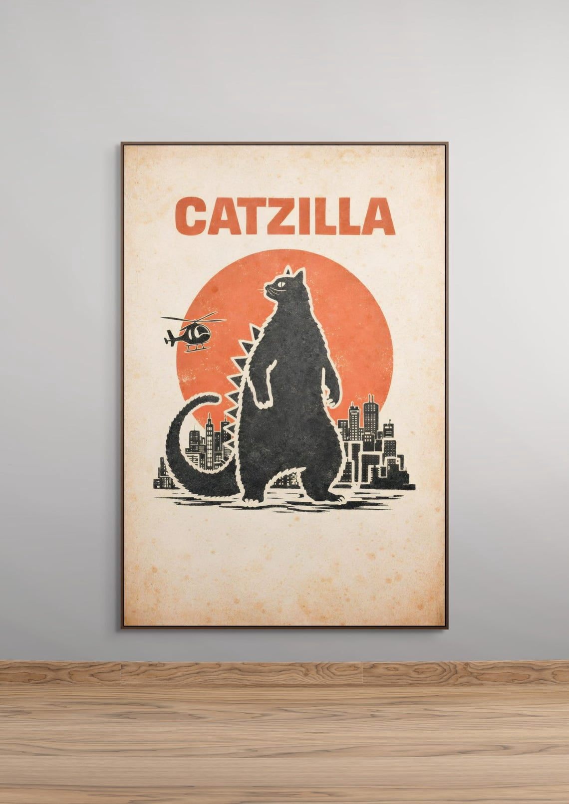 Catzilla Cat Poster Retro Monster Wall Art Vintage Japanese Style Decor catzilla-cat-poster-retro-monster-wall-art-vintage-japanese-style-decor