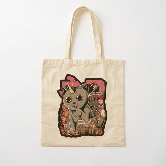 Catzilla Cotton Tote Bag Canvas Tote Bag, Family Gift For Mother, Her