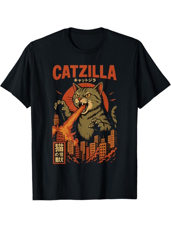 Catzilla Japanese Cat Men Women Cat Graphic T-Shirt