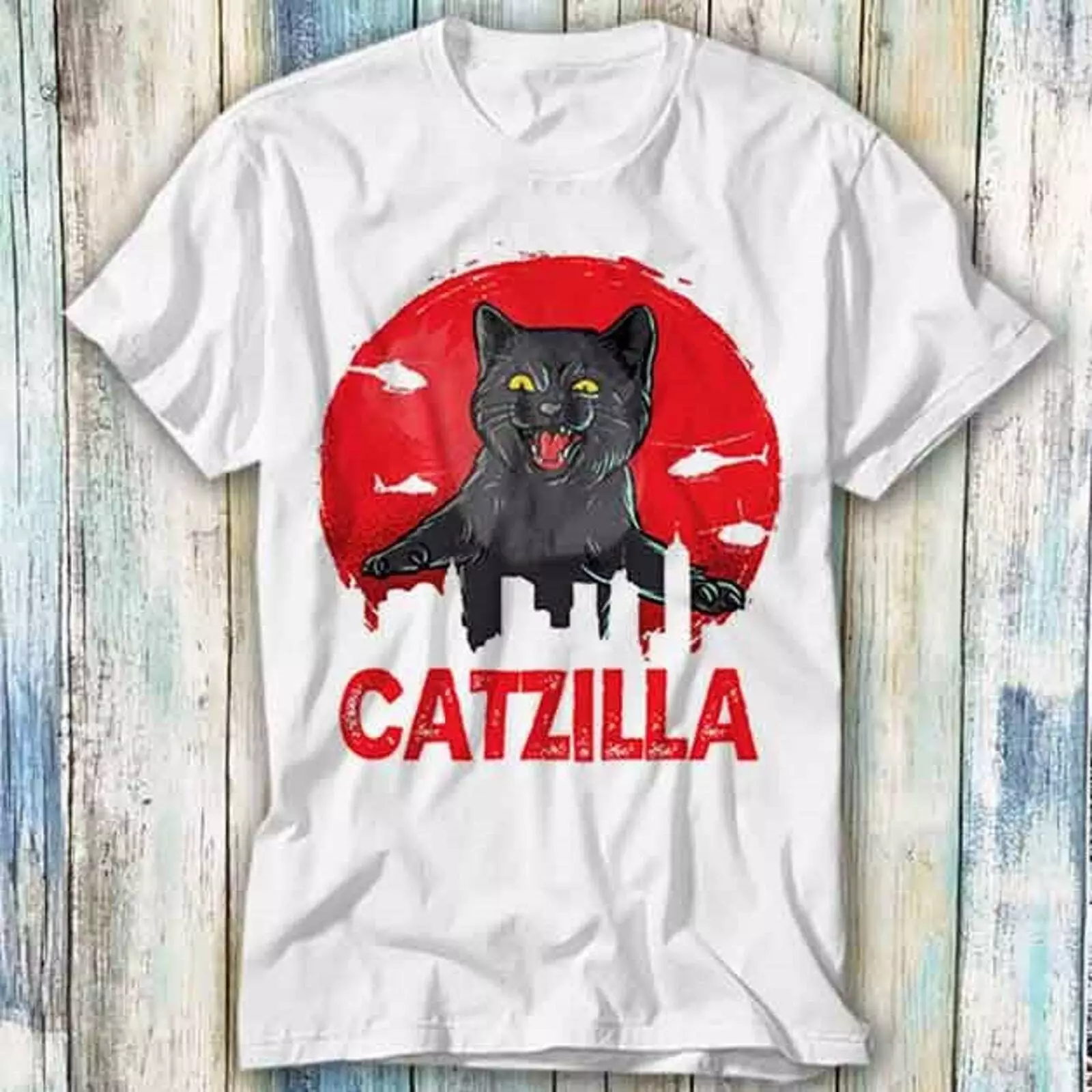 Catzilla King Of Pawster Paws Cat Kitten Pet Lover Movie Poster T Shirt