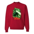 thumbnail image 1 of Catzilla Parody Taking Over City | Mens Cat Lover Crewneck Graphic Sweatshirt, Red, X-Large, 1 of 3
