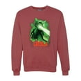 thumbnail image 1 of Catzilla Parody Taking Over City | Mens Cat Lover Crewneck Graphic Sweatshirt, Vintage Heather Red, Large, 1 of 3