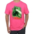 thumbnail image 1 of Catzilla Parody Taking Over City | Mens Cat Lover Graphic T-Shirt, Neon Pink, X-Large, 1 of 3