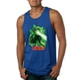 thumbnail image 1 of Catzilla Parody Taking Over City | Mens Cat Lover Graphic Tank Top, Royal, 2XL, 1 of 3
