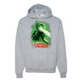 thumbnail image 1 of Catzilla Parody Taking Over City | Mens Cat Lover Hooded Sweatshirt Graphic Hoodie, Heather Grey, 2XL, 1 of 3