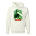 thumbnail image 1 of Catzilla Parody Taking Over City | Mens Cat Lover Hooded Sweatshirt Graphic Hoodie, White, Small, 1 of 3