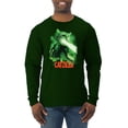 thumbnail image 1 of Catzilla Parody Taking Over City | Mens Cat Lover Long Sleeve T-Shirt, Forest Green, Medium, 1 of 3
