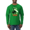 thumbnail image 1 of Catzilla Parody Taking Over City | Mens Cat Lover Long Sleeve T-Shirt, Kelly, Large, 1 of 3