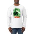 thumbnail image 1 of Catzilla Parody Taking Over City | Mens Cat Lover Long Sleeve T-Shirt, White, Medium, 1 of 3