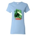 thumbnail image 1 of Catzilla Parody Taking Over City | Womens Cat Lover Graphic T-Shirt, Light Blue, Large, 1 of 3