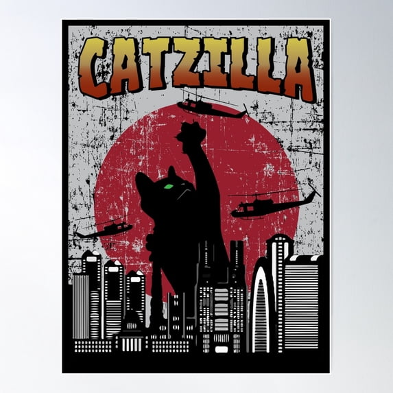 Catzilla Poster Wall Art, Modern Wall Decor For Living Room Bedroom ...