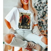 SUNMOSTAR Catzilla T-Shirt - Funny Cat Outfit - Cat Lover Shirt - Godzilla Parody Apparel - Kawaaii Cat Shirt - Bobacat Tee - Animal Lover T-Shirt