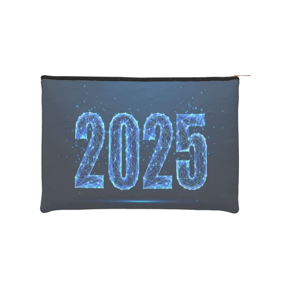 Cauagu 2025 Happy New Year 5 for Tyvek Makeup Bag,Reusable Travel Cosmetic Bag Women Organizer Toiletry Bag Birthday,Gifts for Women Girlfriend Mom Teacher 6.5’’*8.9’’