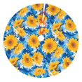 Cauagu 30" Christmas Tree Skirt Blue Ocean Wave Sunflower Pattern