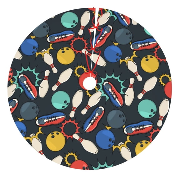 Cauagu 30" Christmas Tree Skirt Bowling Ball Pattern Christmas Tree Decorations Tree Mat for Xmas Decorations Occasion Holiday Home Decor -30"