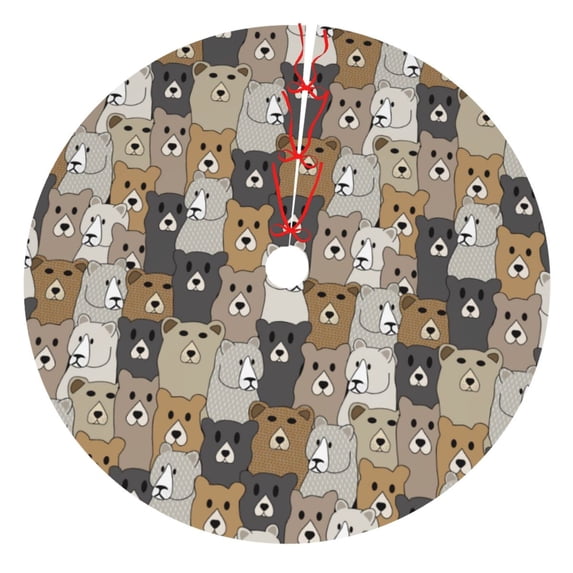 Cauagu 30" Christmas Tree Skirt Cartoon Bear Pattern Christmas Tree Decorations Tree Mat for Xmas Decorations Occasion Holiday Home Decor -30"